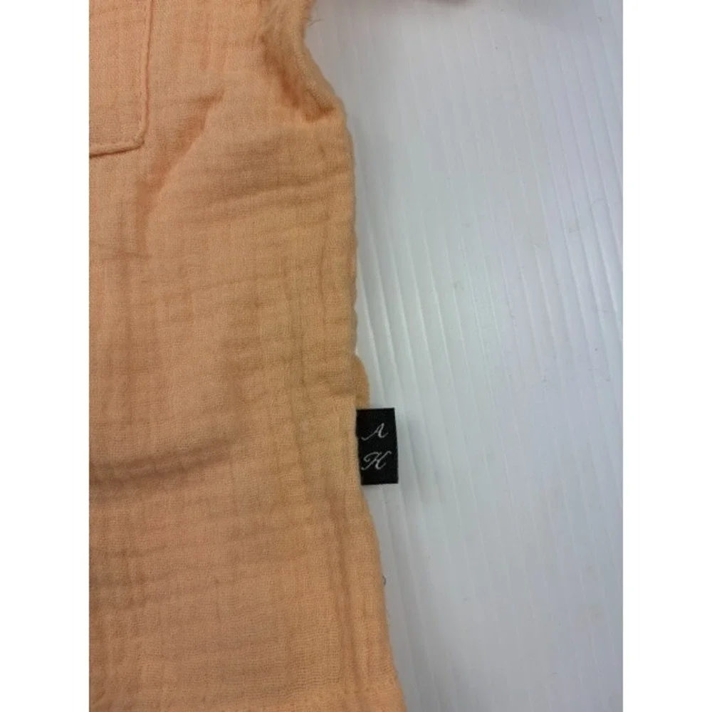 American Hawk Boys 2 Piece Set 12M Apricot Gauze Cotton Shirt Shorts Outfit‎